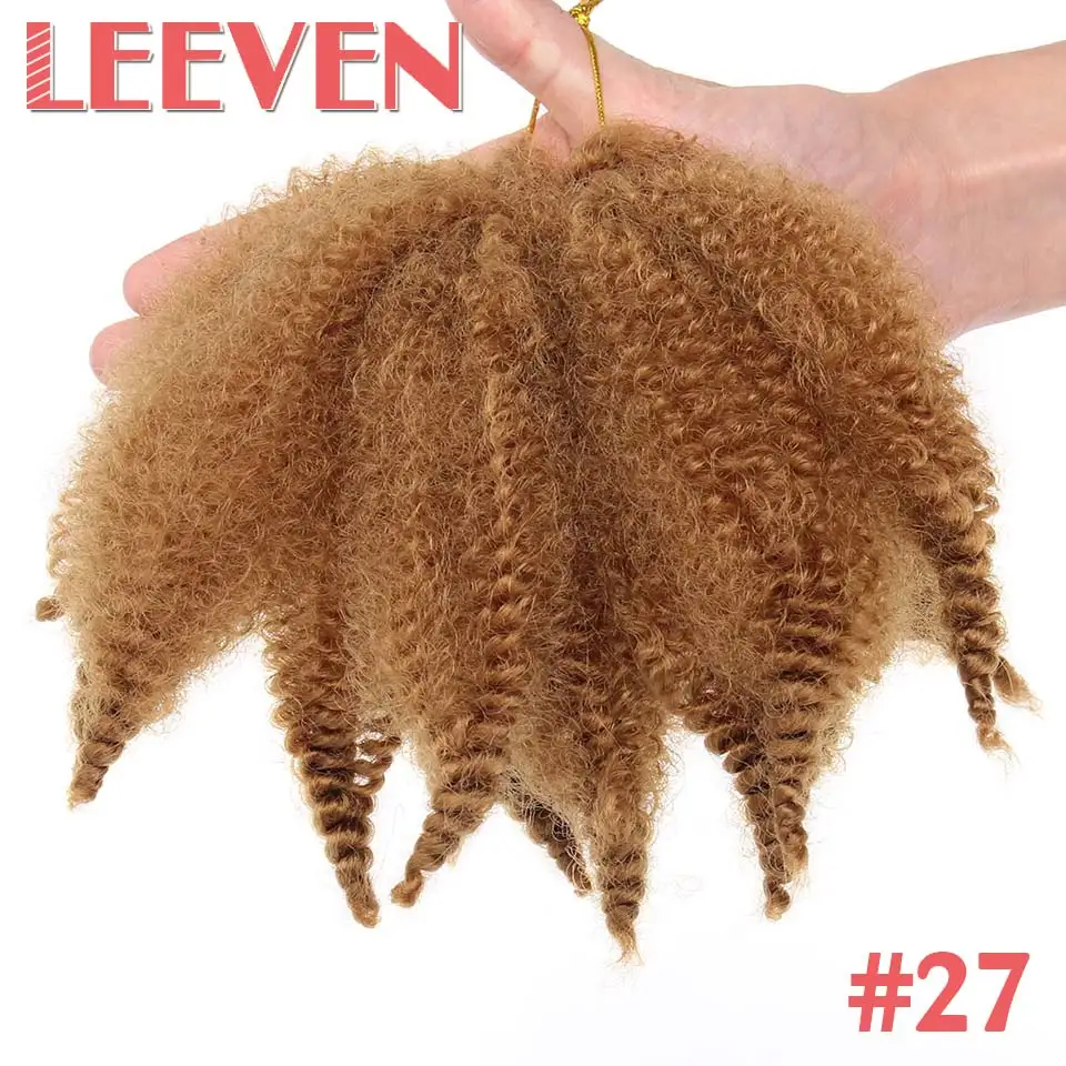 Leeven 8 дюймов марли косы волосы мягкие афро курчавые кубинские твист волосы синтетические крючком волосы для женщин Черный Коричневый Плетение Волос - Цвет: #27