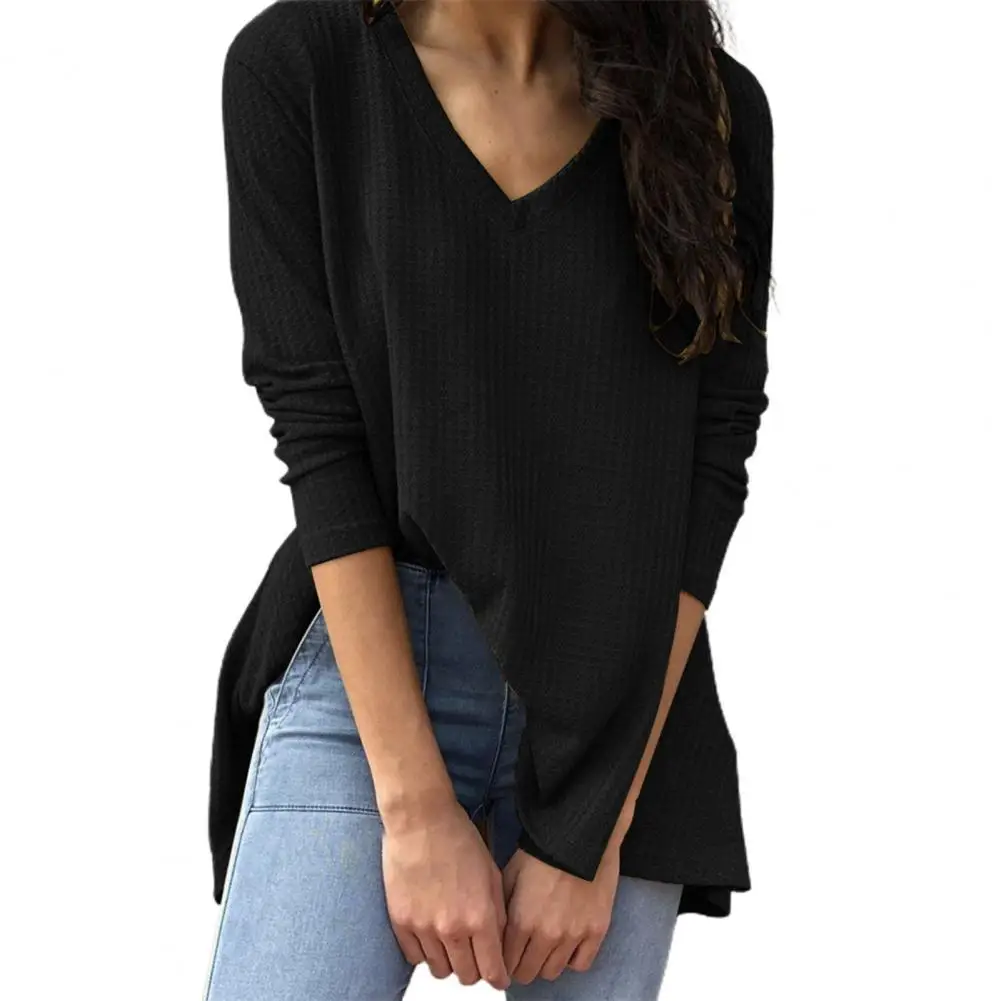 

Top Women Blouse Solid Color Waffle Spring Autumn Loose-fitting Simple Pullover for Party fashion woman blouses 2021 Black xxxl