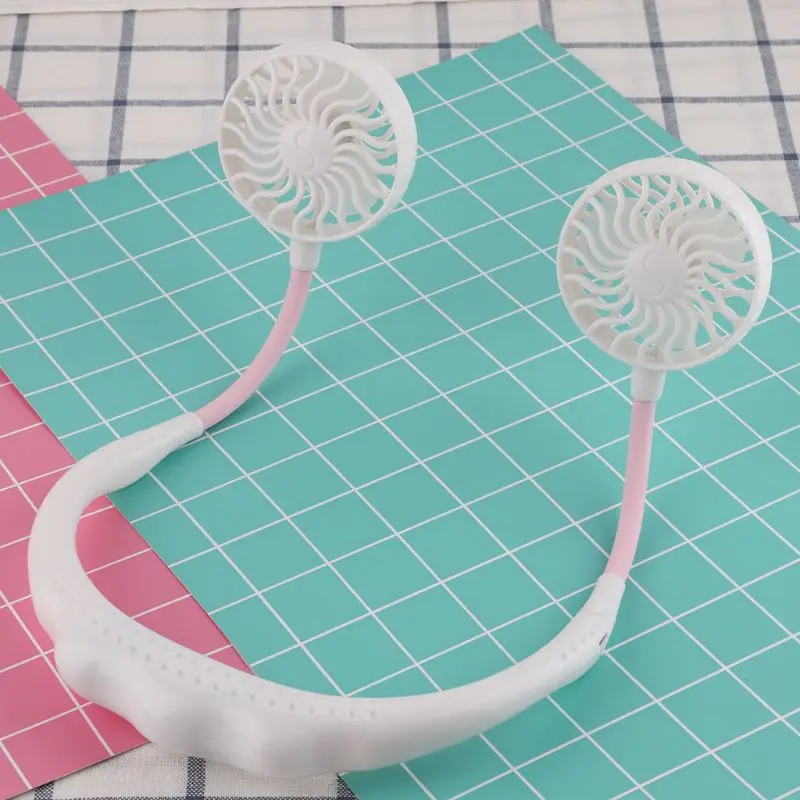 

Hands-free Neck Band Hanging Fan USB Rechargeable Dual Fan Air Cooler 3 Speed M17F