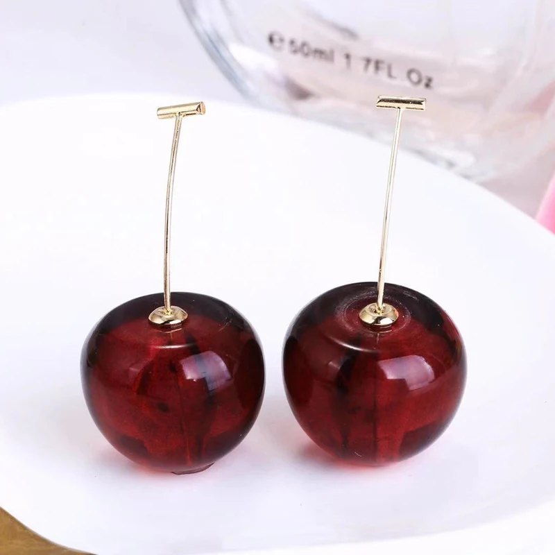 Быть 8 Лидер продаж красная вишня дизайн простые серьги для Для женщин девочек