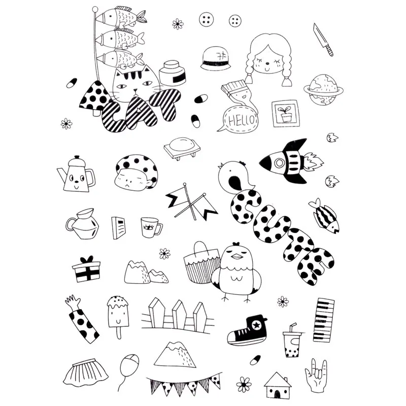 Животные и ракеты пресс Скрап карт фото учетной записи резиновые чистый штамп