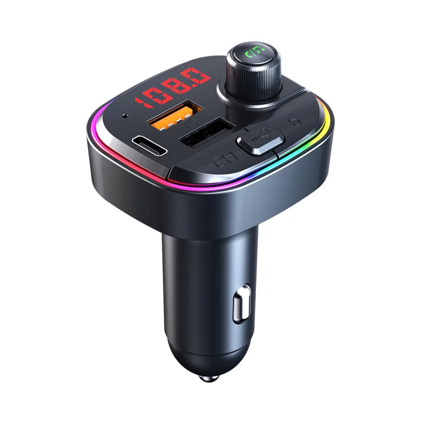 

C13 Car MP3 Bluetooth FM Transmitter Bluetooth Player Colorful Atmosphere Breathing Light PD+QC3.0 Fast Charge