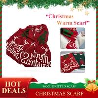 autumn winter christmas scarf women fashion warm fawn woolen knitted scarf vintage cashmere embroidery neckerchief xmas gift