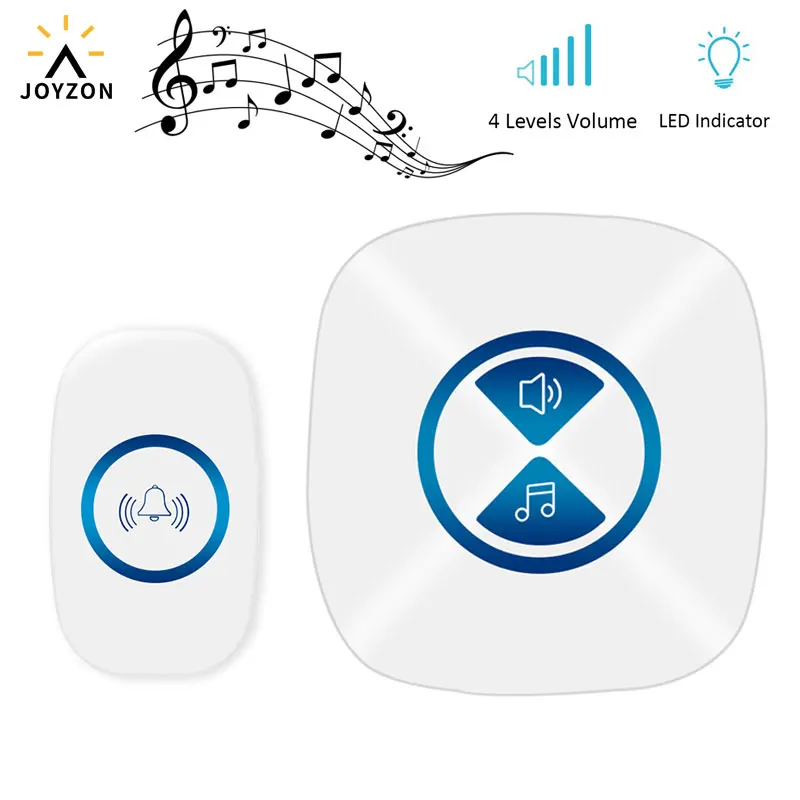 Белый светодиодный дверной звонок беспроводной на батарейках 23 мелодии 1 пульт