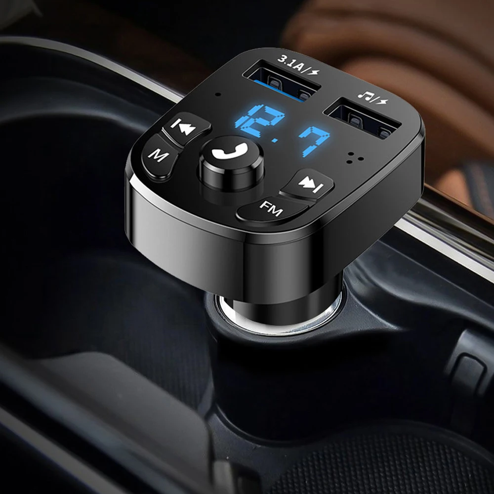 Bluetooth 5.0 Car Charger Dual USB Kit FM Transmitter Audio MP3 Player autoradio Handsfree 3.1A 12-24V For iPhone Samsung |