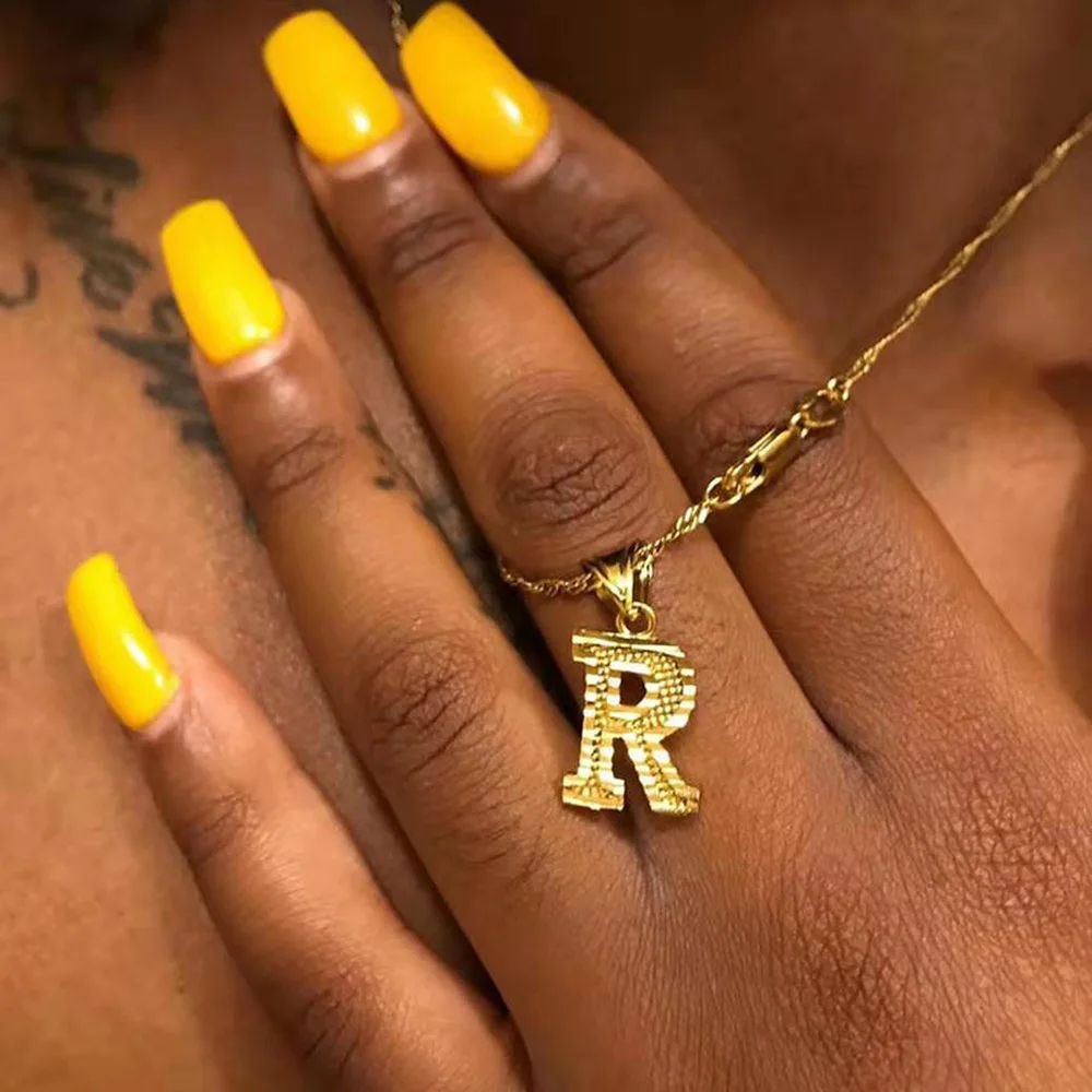 

Bohemian 26 Capital Letters Pendant Necklace for Women Gold Plated Initials Pendant Jewelry Gift 2020 New Necklaces for Women