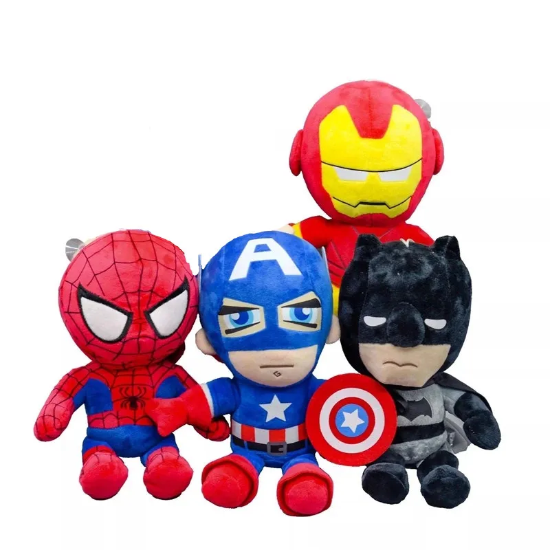 Disney-Juego de 4 unids/set de juguetes de peluche de Spiderman, mu&ntilde;ecos de pel&iacute;cula de Marvel, vengadores, h&eacute;roe de peluche suave, Capit&aacute;n Am&eacute;rica, Iron, regalos de navidad-0