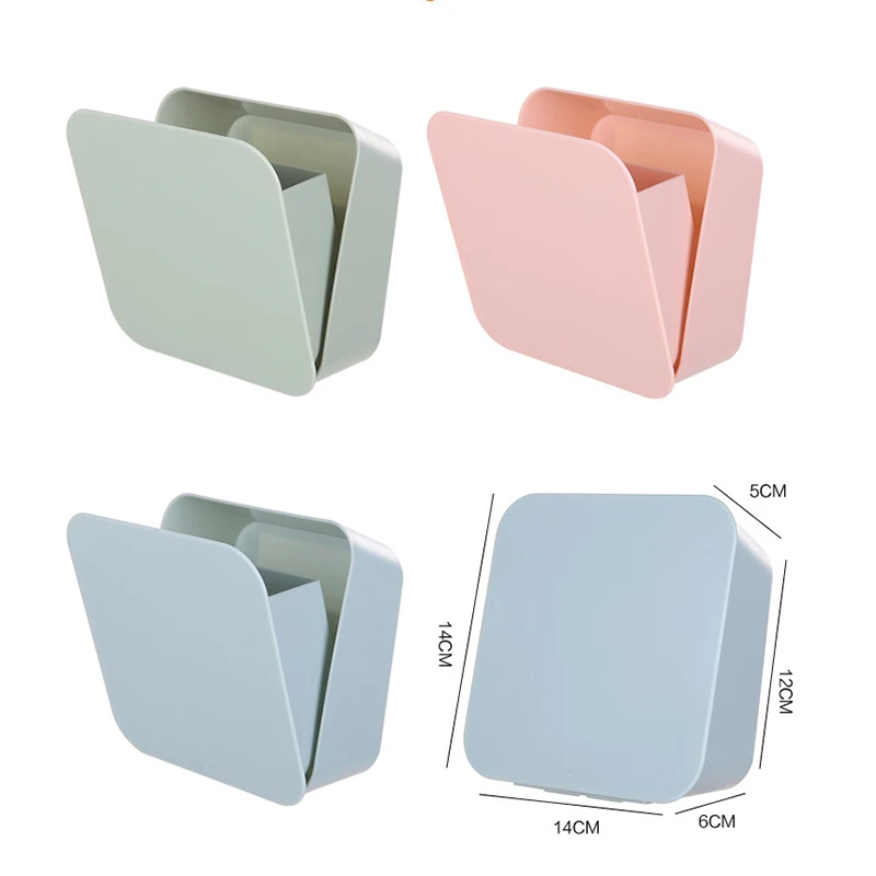 

Plastic Folder Storage Box Wall-mounted Creative Wall Sticker With Cover Velcro Bathroom And Kitchen Waterproof Storage Box