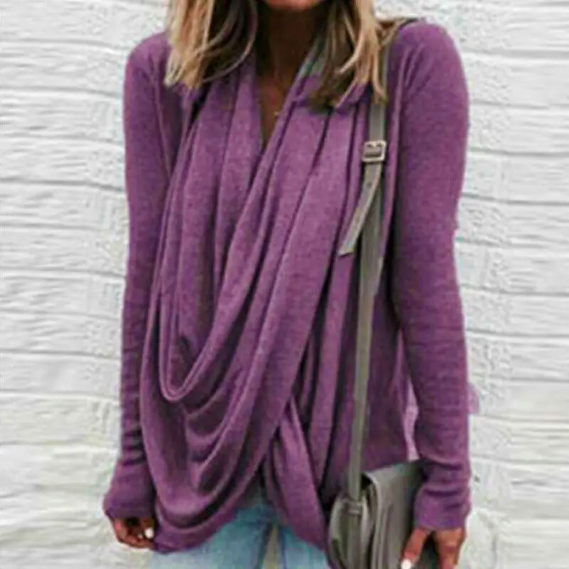 

Ladies Casual Asymmetric Baggy Long Sleeve Tops Loose Pullover Sweatshirt Tee Shirts