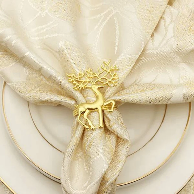 

15 Pcs Gold Elk Napkin Rings for Place Settings,Wedding Receptions, Christmas,Thanksgiving and Kitchen Dining Table