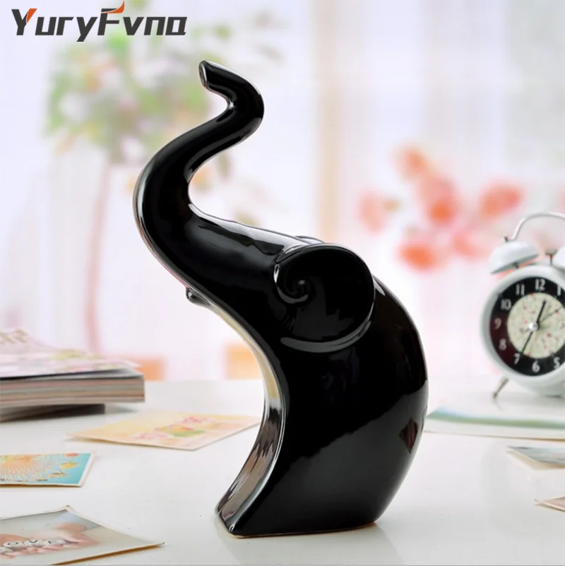 YuryFvna 2 шт. керамическая статуэтка слона животное пара статуя аксессуары для дома
