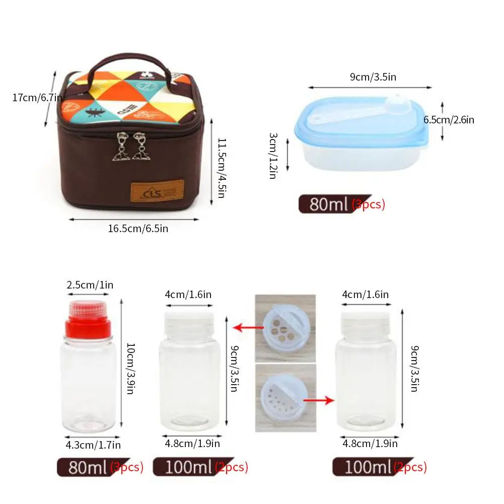 

10PCS Spice Seasoning Bottle Box Set Seasoning Jar with Portable Storage Bag for Camping Hiking BBQ
