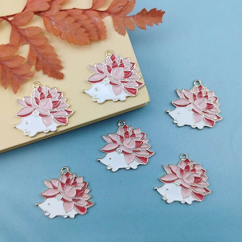 JeQue 10 шт. 26x29 мм эмалевые шармы в виде Ежика для изготовления ювелирных изделий модное ожерелье подвеска браслет очаровательные серьги