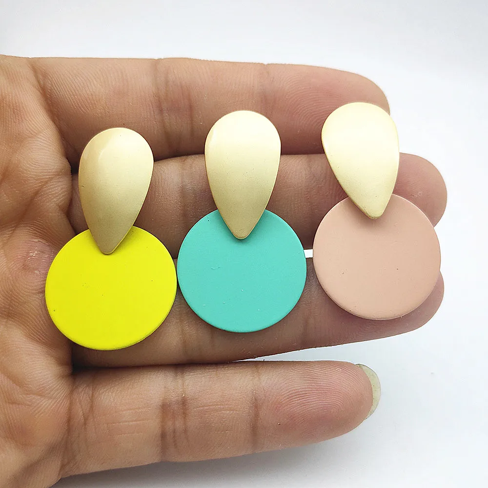 Винтажные Подвесные серьги тупой золотые Висячие круглые простой свисающие для