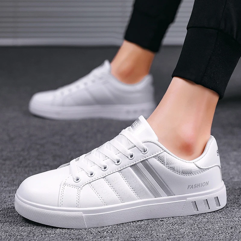

2021 New Arrive Fashion Breathable Men Shoes Leather Sneakers Male Comfortable Sport Running Sneaker White Casual Shoes Man Shoe