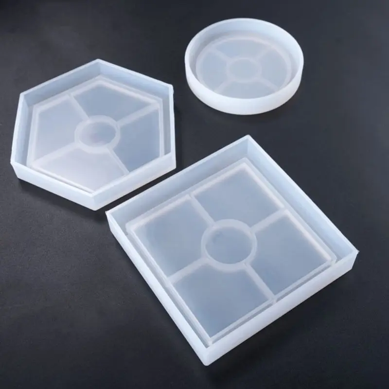 

3 шт./компл. DIY Coaster силиконовая форма кристаллическая эпоксидная смола литье формы Шестигранная квадратная круглая чашка коврик форма для и...