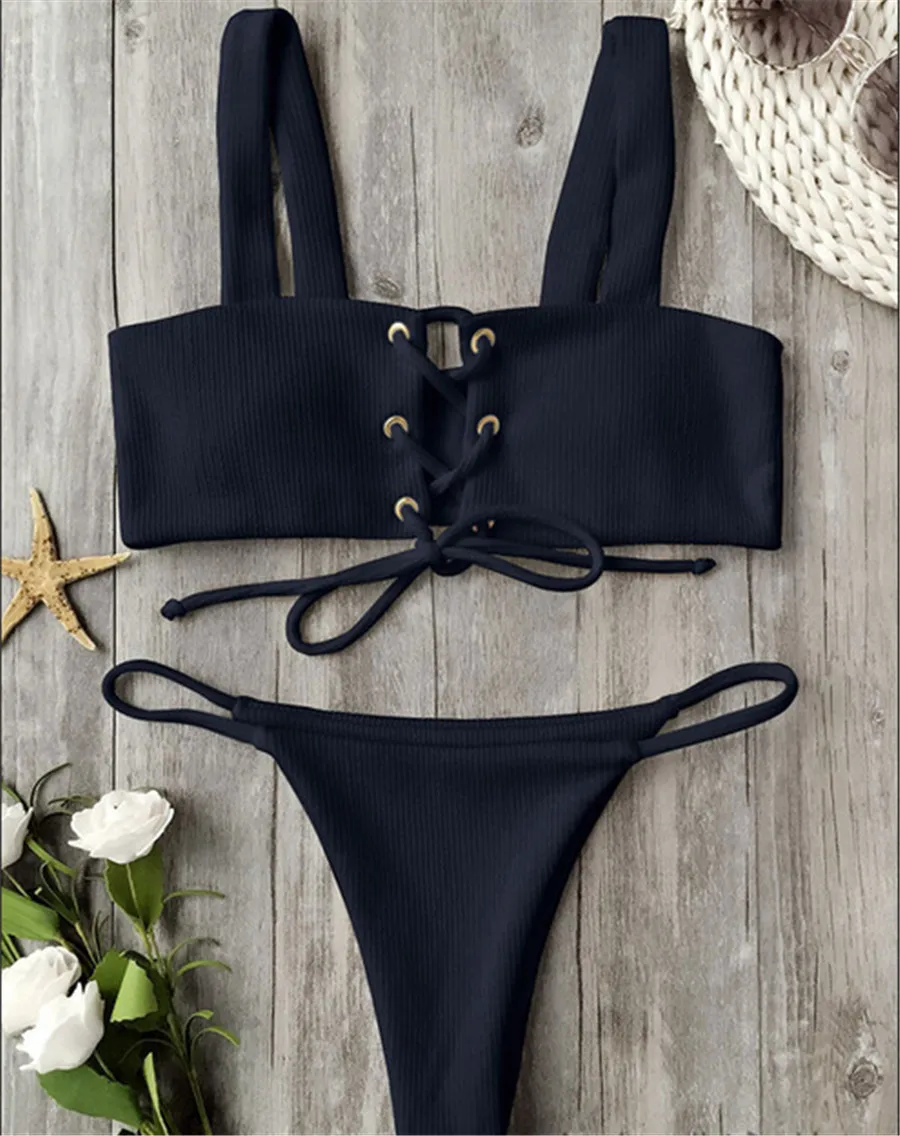 Sexy Push Up Bikini Set Women 2021 Halter Top Patchwork Swimwear New Swimsuit Beach Wear Brazillian Bikinis Female Bathing Suits | Женская