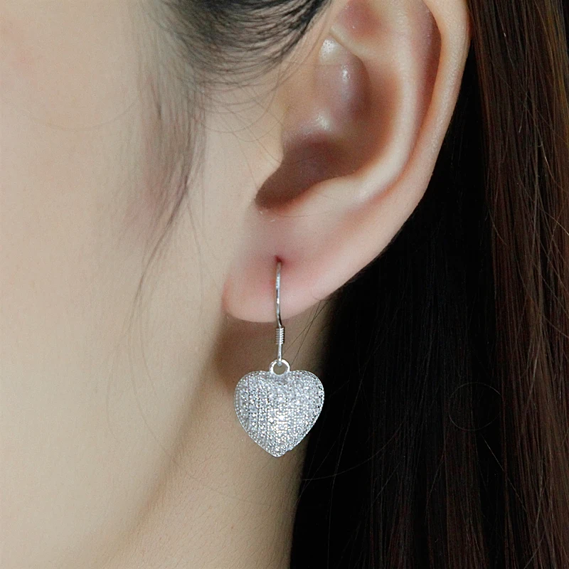 Серьги женские из серебра 925 пробы с полным прозрачным цирконием | Украшения и