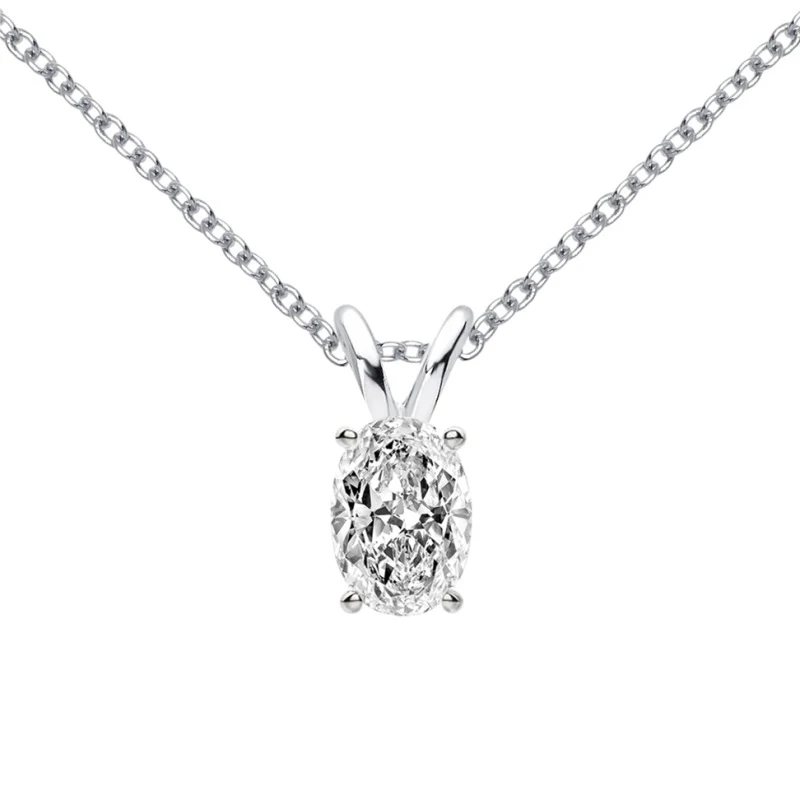 

EarringReal 1 Carat Oval Moissanite Pendants Necklace For Women 100% 925 Sterling Silver 18K Gold Plated Party Fine Jewelry Gift