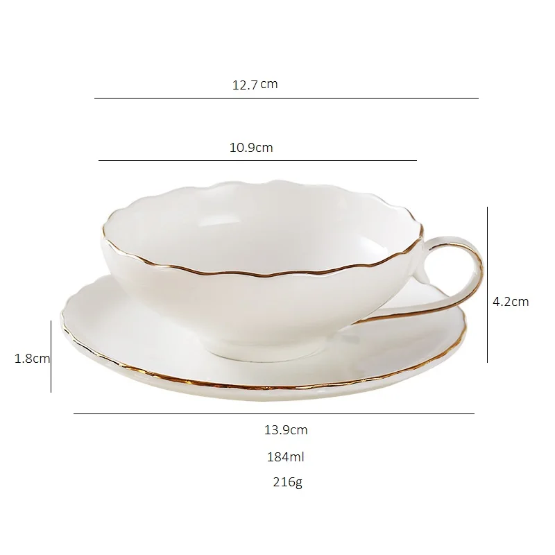 Кофейный сервиз в европейском стиле с цветочным узором чайный 200 мл Золотой