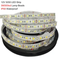 ip68 waterproof led strip light 12v 5050 smd flexible strip light 60ledsm ledtape home decor outdoor signboard party lamp
