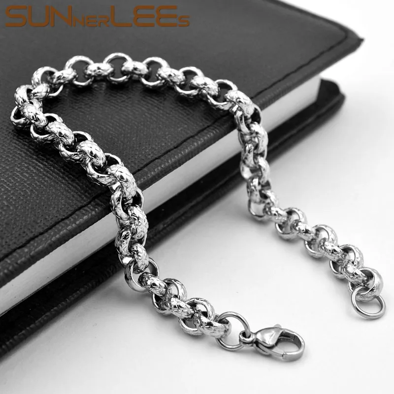 Браслет из нержавеющей стали SUNNERLEES 316L высокого качества 7 мм ювелирное изделие с