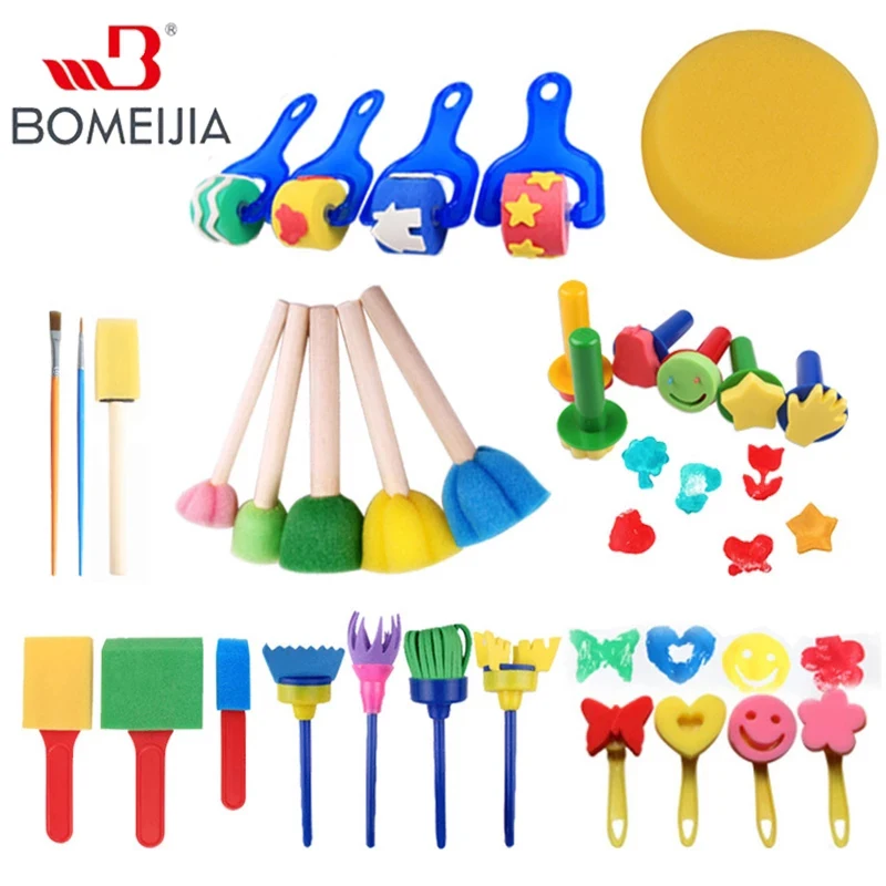 

30 шт. детская кисть для рисования губки для рисования для малышей, набор кистей для рисования из пены, Игрушки для раннего обучения, Губка из ...