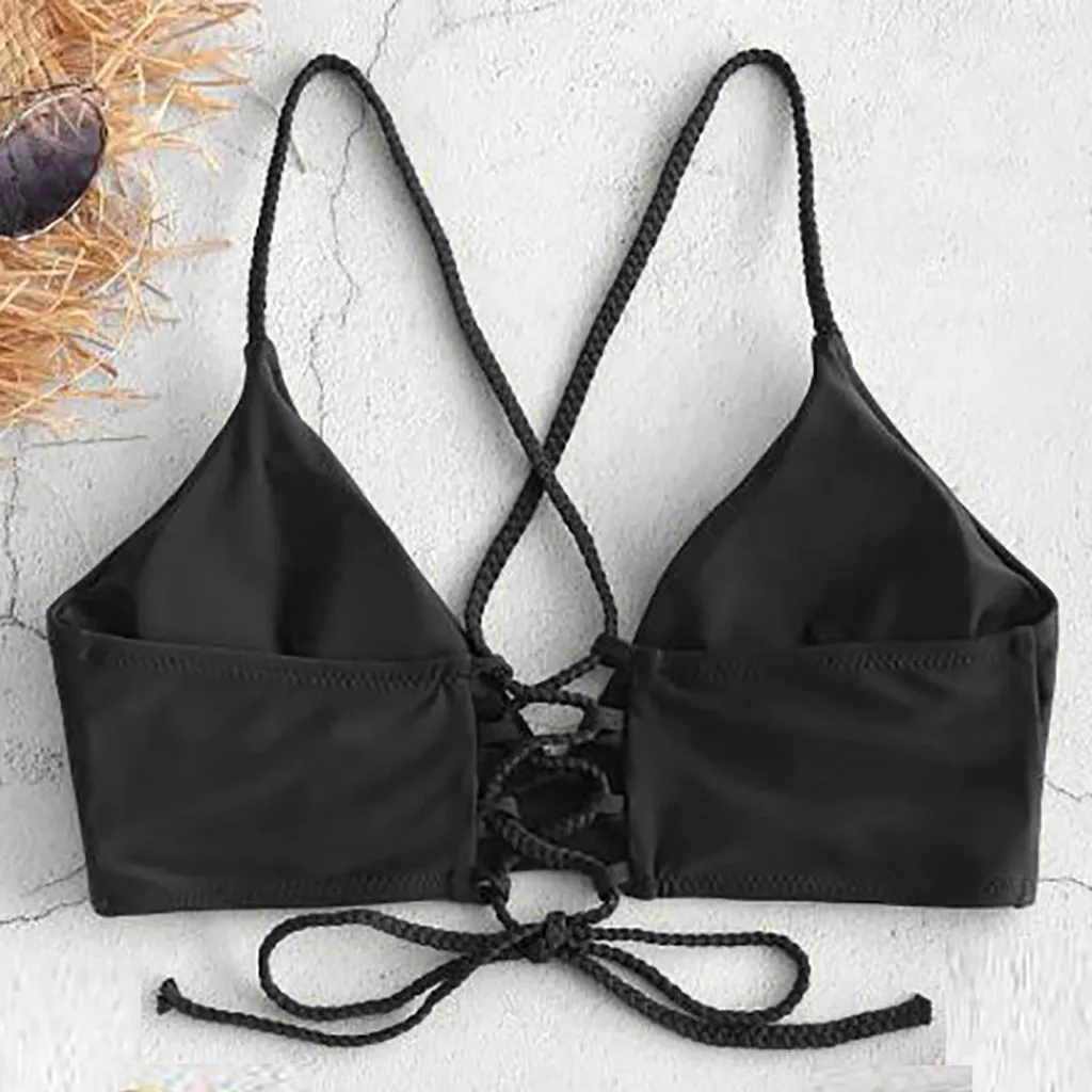 Sexy Women Bandage Push-up Padded Bra Swimsuit Bikini Tops Summer Swimwear Beachwear Black Bikinis 2019 Mujer | Спорт и развлечения