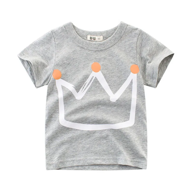 Летние детские футболки для девочек из чистого хлопка с принтом короны короткими