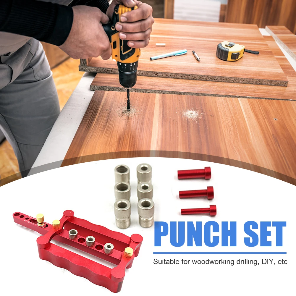 

Pocket Hole Doweling Jig Kit Self Centering Drill Guide Puncher Scriber Marker Locator Wood Dowelling Self Centering Drilling