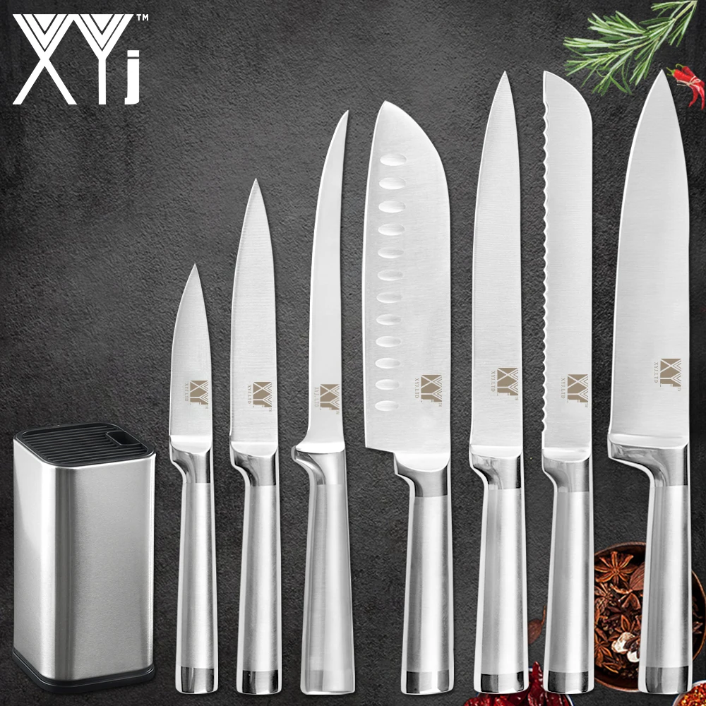 Набор из 8 кухонных ножей нержавеющей стали XYj дюймов подставка для ножи сантоку с