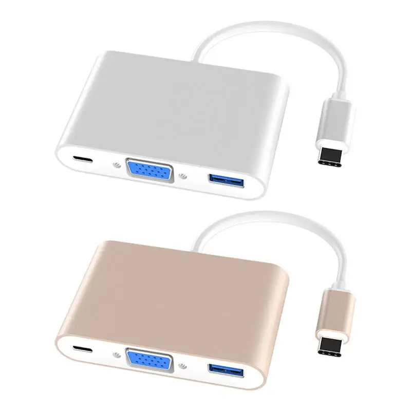 

3 in 1 Adapter USB 3.1 Type C to VGA USB 3.0 USB-C Multiport Charging Converter HUB Adapter for Monitor Computer Tablet