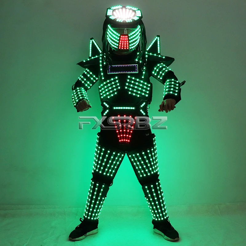 LED Robot Suit Costume Stage Dance RGB Luminous Armor Nightclub Bar Light Show Mechanical Clothes jacket |