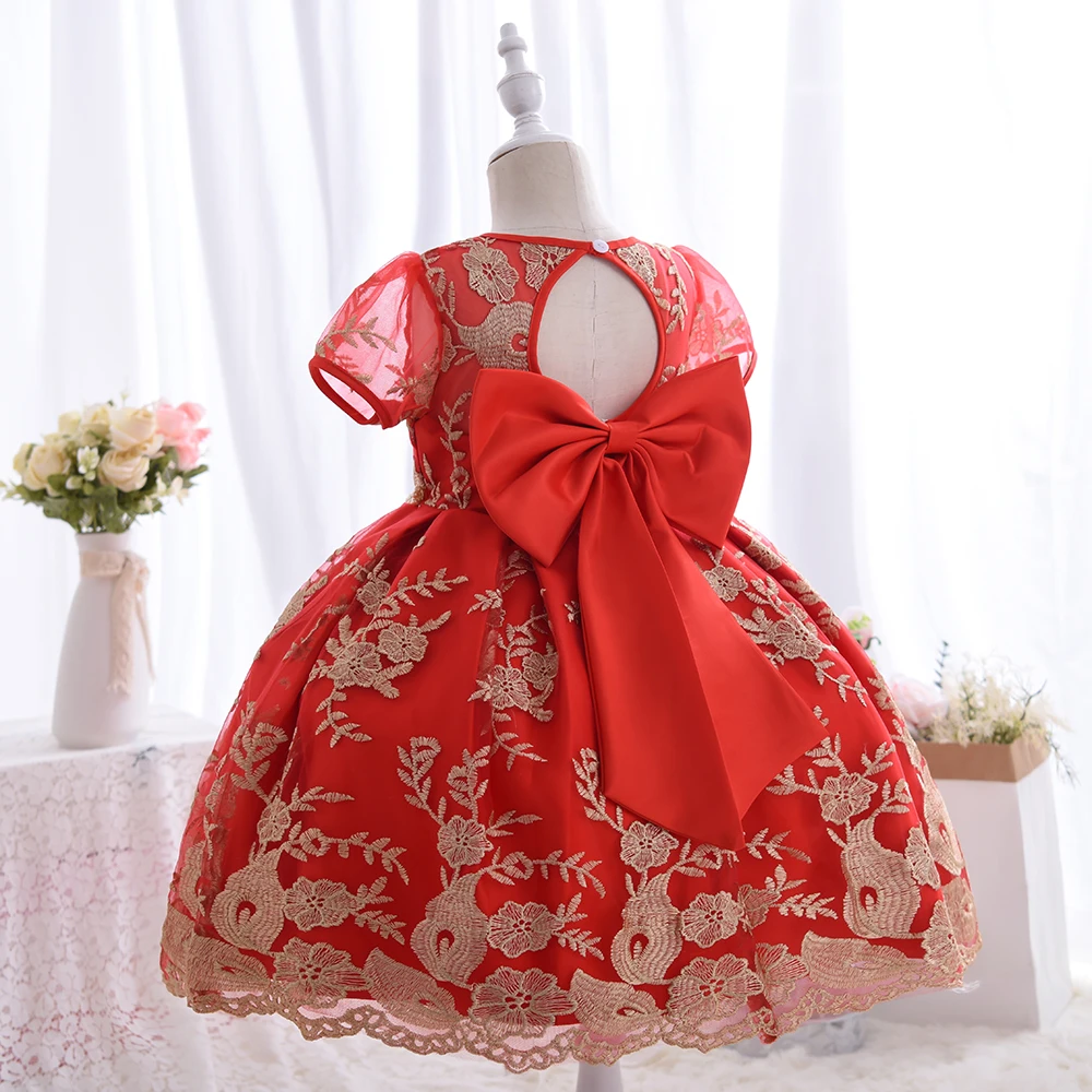 

Yoliyolei Girls Dress With Big Bow And Beads Decoration Princess Kids Dresses Solid Color Wedding Party Ball Gown Kids Clothing