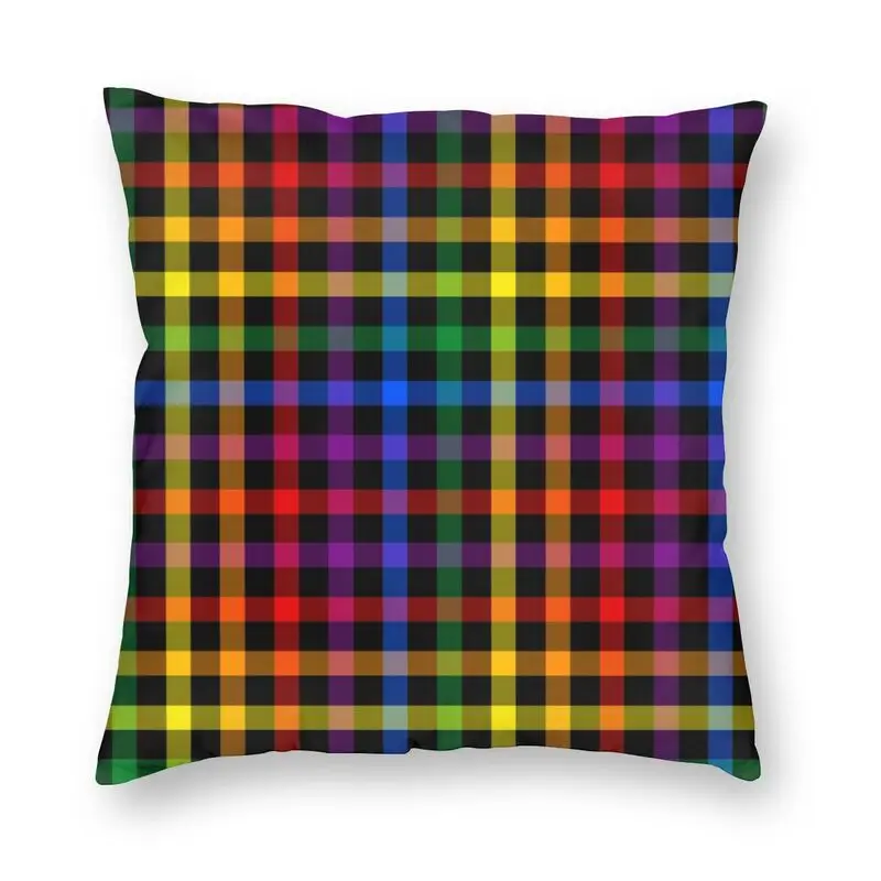 

Gay Pride Rainbow Plaid Square Pillowcover Home Decor LGBT Cushions Throw Pillow for Living Room Double-sided Printing