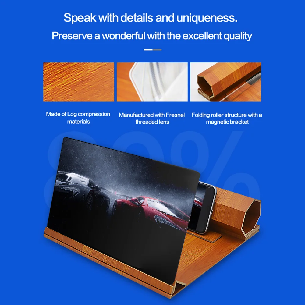12-дюймовый настольный складной деревянный кронштейн мобильный телефон 3D HD видео