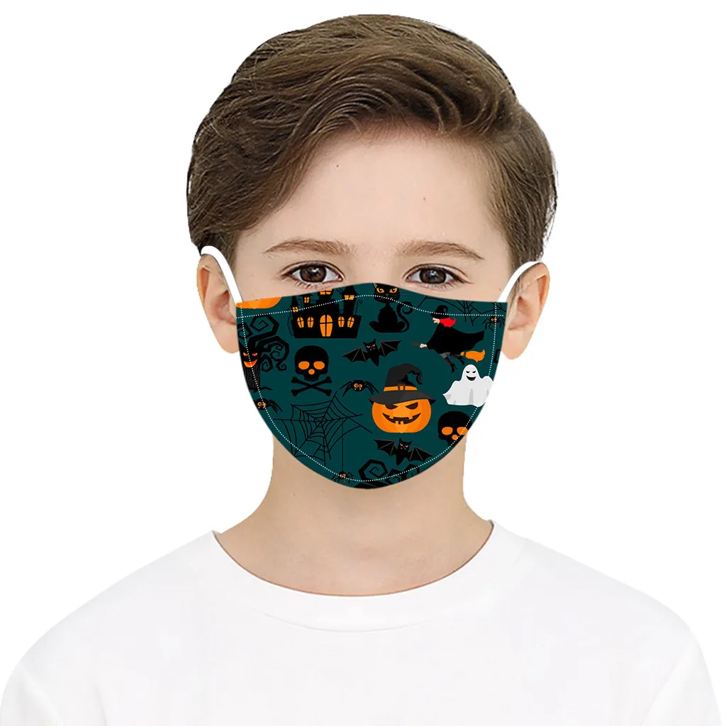 Детские маски для лица с принтом на Хэллоуин ветрозащитные Моющиеся
