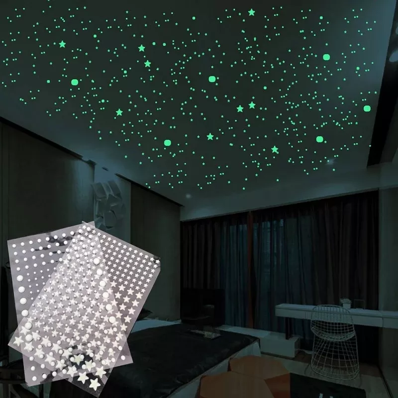 Luminous 3D Stars Dots Wall Sticker for Kids Room Bedroom Home Decoration Glow In The Dark Moon Decal Fluorescent DIY Stickers