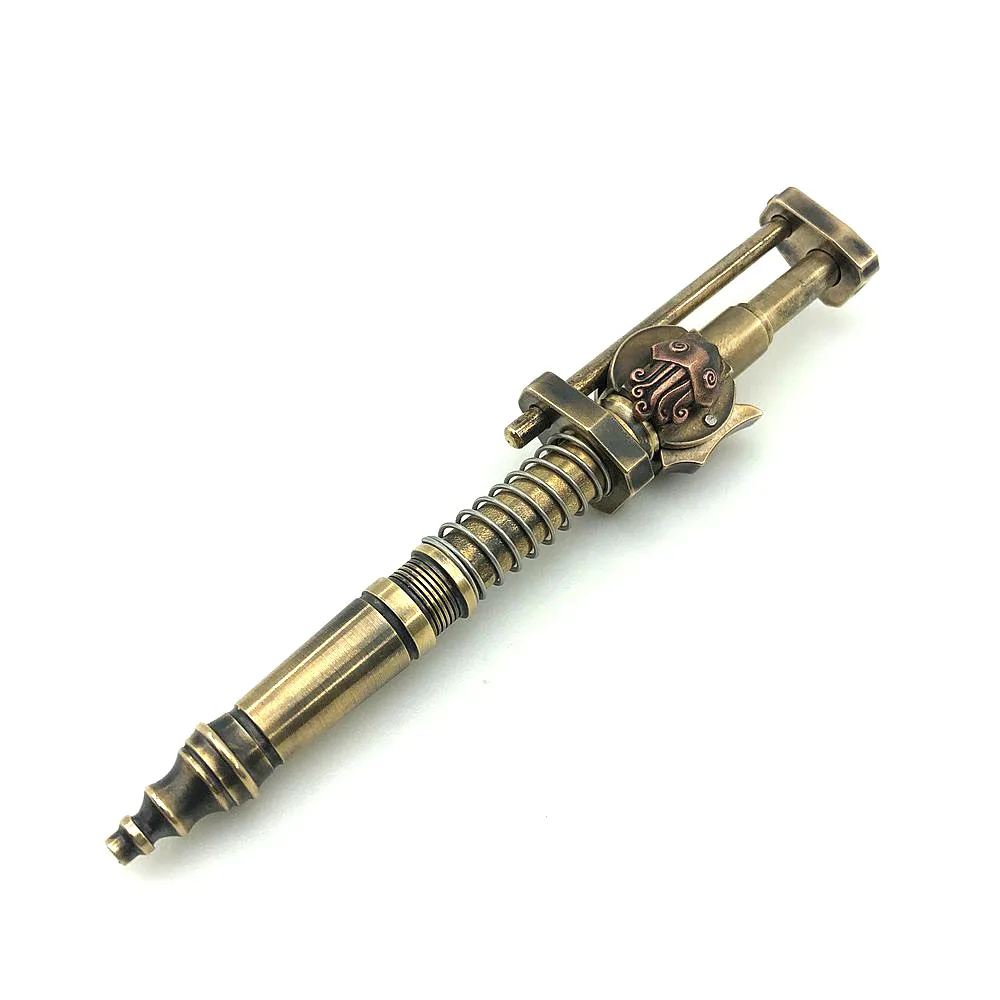 

Outdoors Writing Tools EDC Handmade Dark Color Brass Mechanical Sliding Pen Ballpoint Pen
