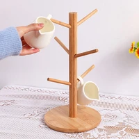 japanese style cup holder bamboo wood drain rack kitchen storage organizer water cup shelf multifunctional household items