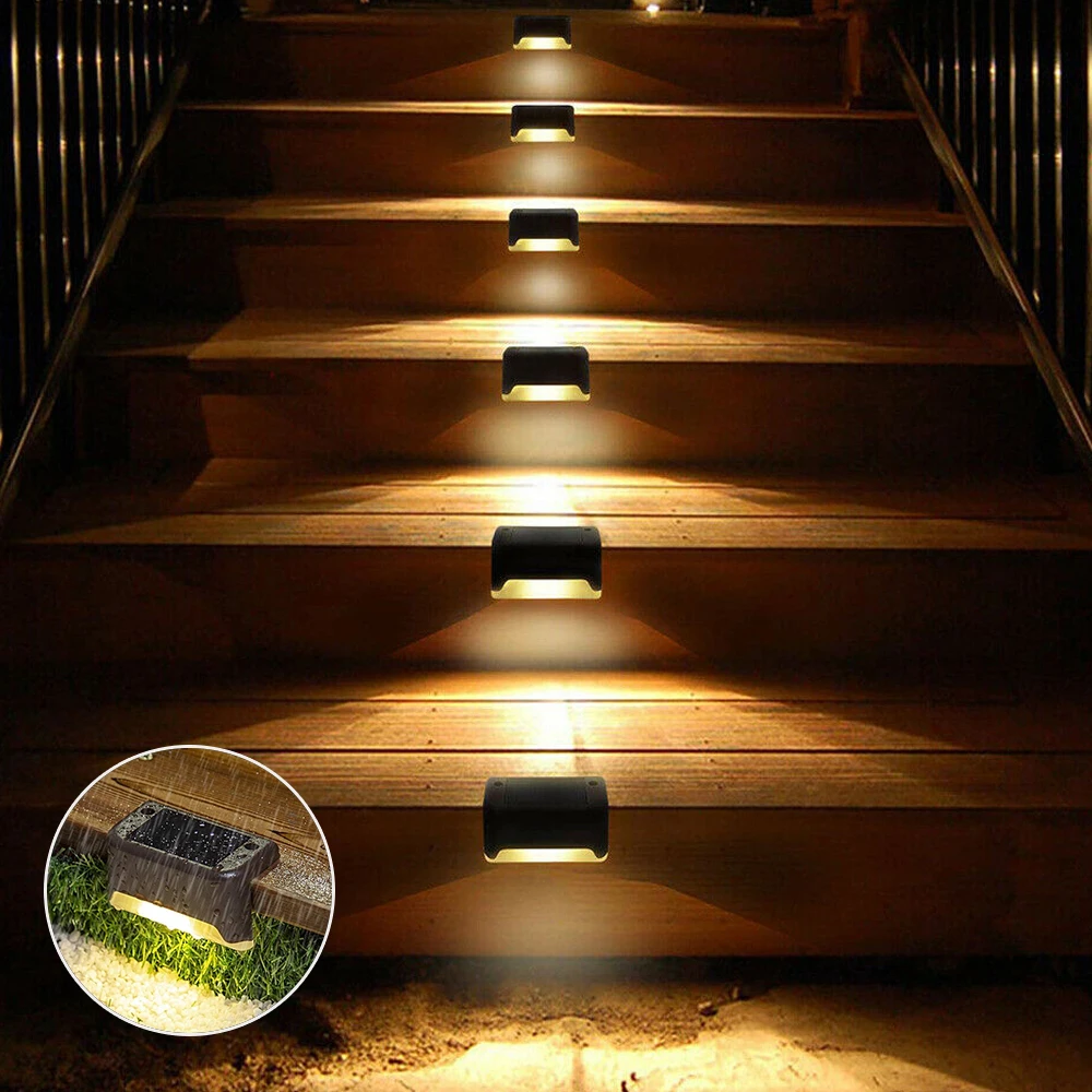 

8pcs LED solar Lights outdoor Waterproof garden light Led Solar Stair Fence Lamp decoration for Patio Stairs Garden Yard