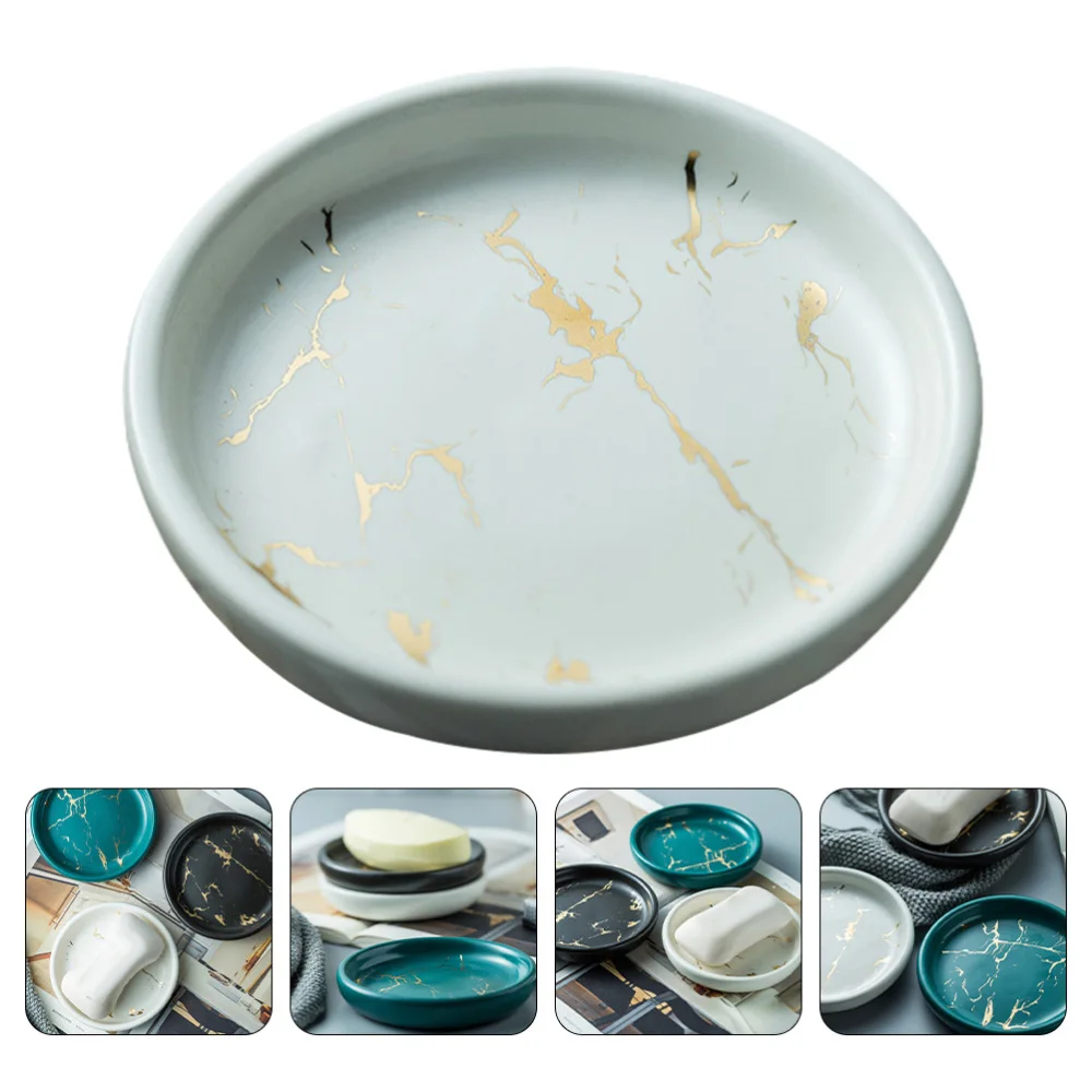 

1Pc Classic Soap Plate Marble Stripe Restroom Plate Simple Soap Storage Holder