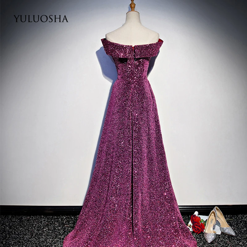 YULUOSHA/Новое поступление Модное длинное вечернее платье без рукавов с вырезом