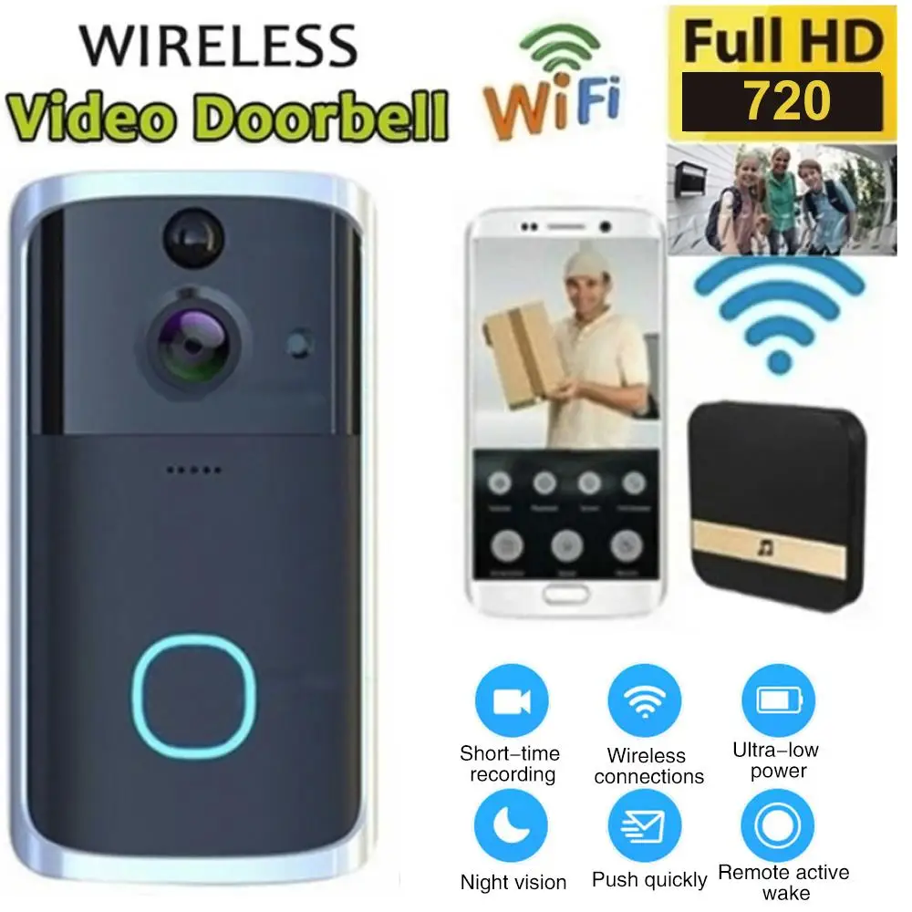 

Night Vision M7 Visual Doorbell Smart Video Doorbell Universal Motion Detection Ring Camera Intercom Multifunctional HD Wifi