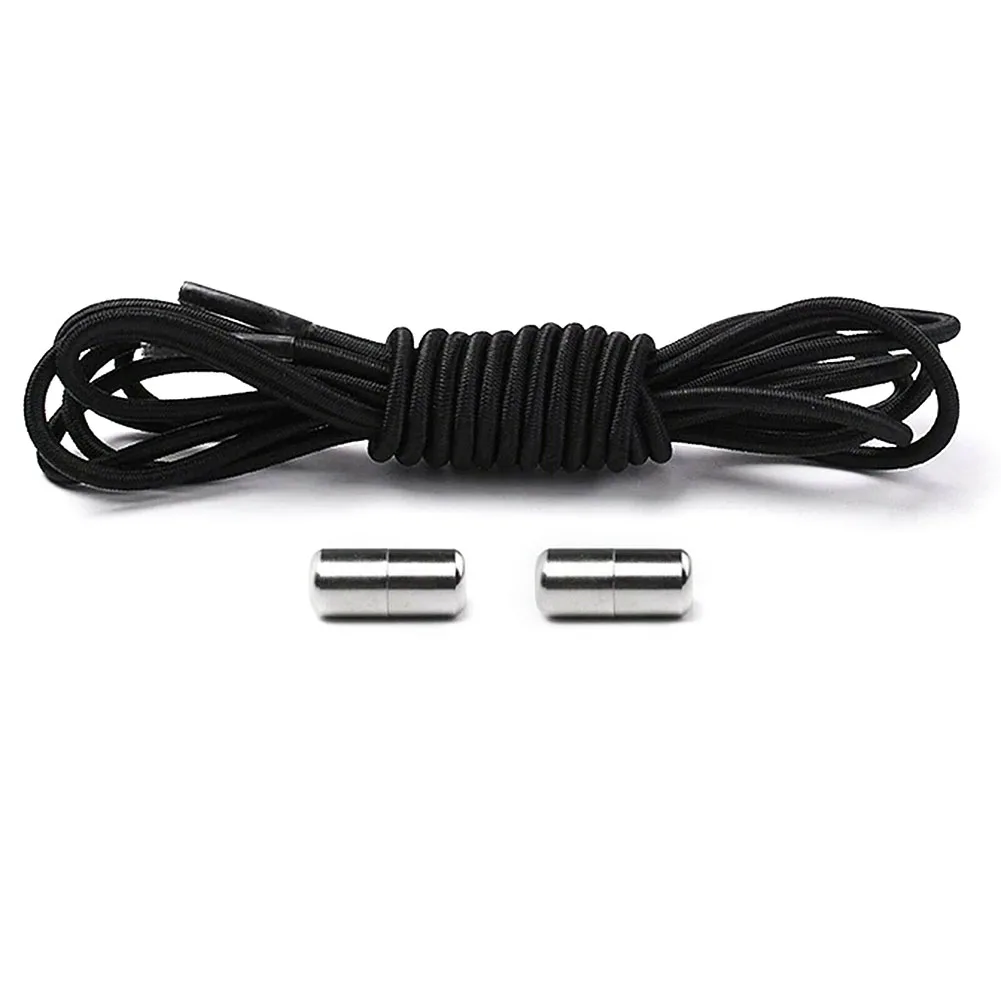 

1 Pair Shoelace Quick Release Elastic Accessories No Tie Sneakers Sports Shoestrings Lazy Round Kids Adults Metal Cap Strap