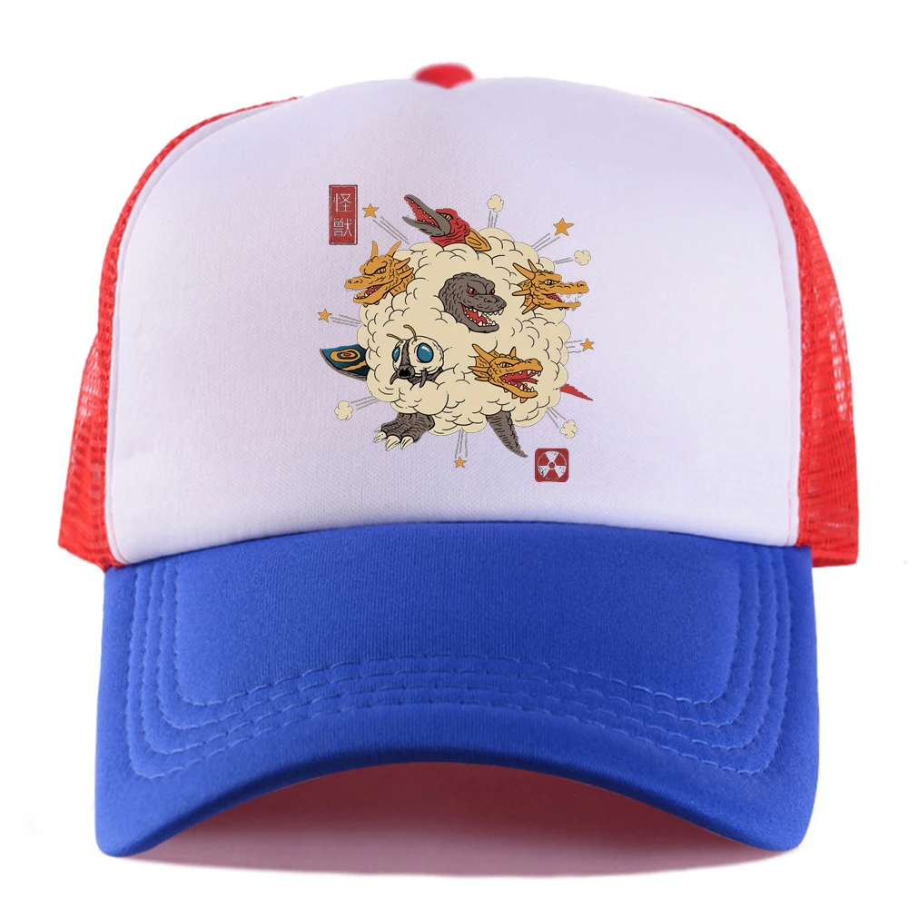 Godzilla Hat Mesh hat Hip-hop Baseball Cap DIY printing pattern Summer Sunshade Sports Unisex Universal Halloween Gift 2021 | Дом и сад