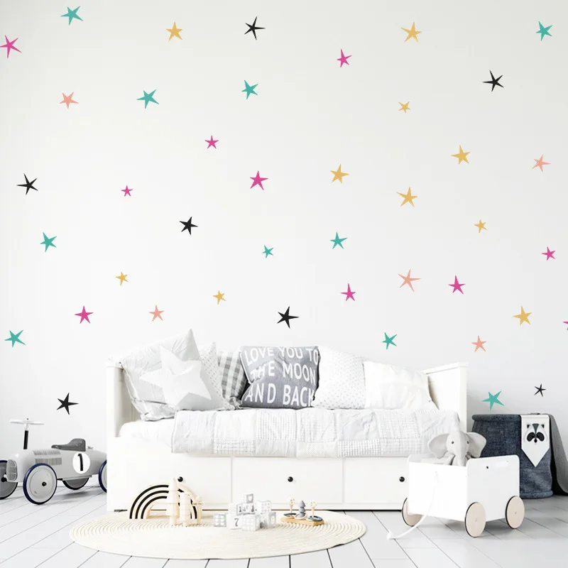 

Cartoon colored five-pointed star Wall Sticker Living room bedroom background home decoration kids room wallpaper Mural stickers