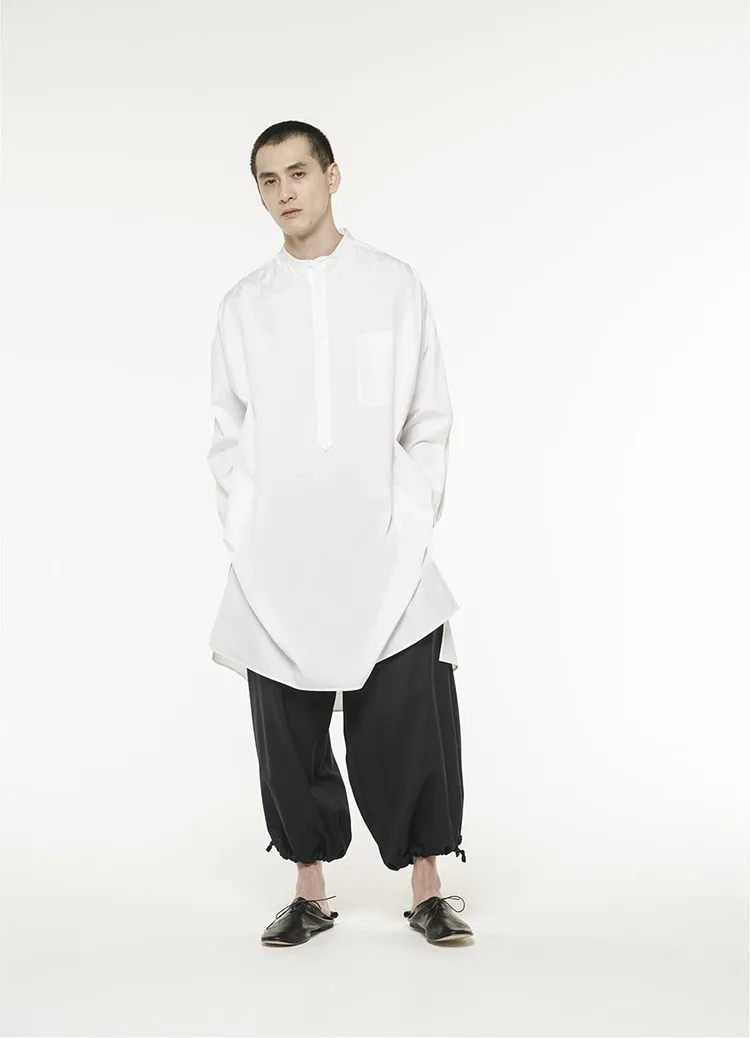 Рубашка мужская большого размера классическая сорочка средней длины с круглым