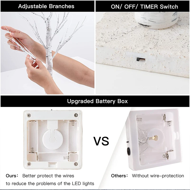 Пасхальное Березовое дерево с 24 светодиодный 60 см белый свет мини-лампа на