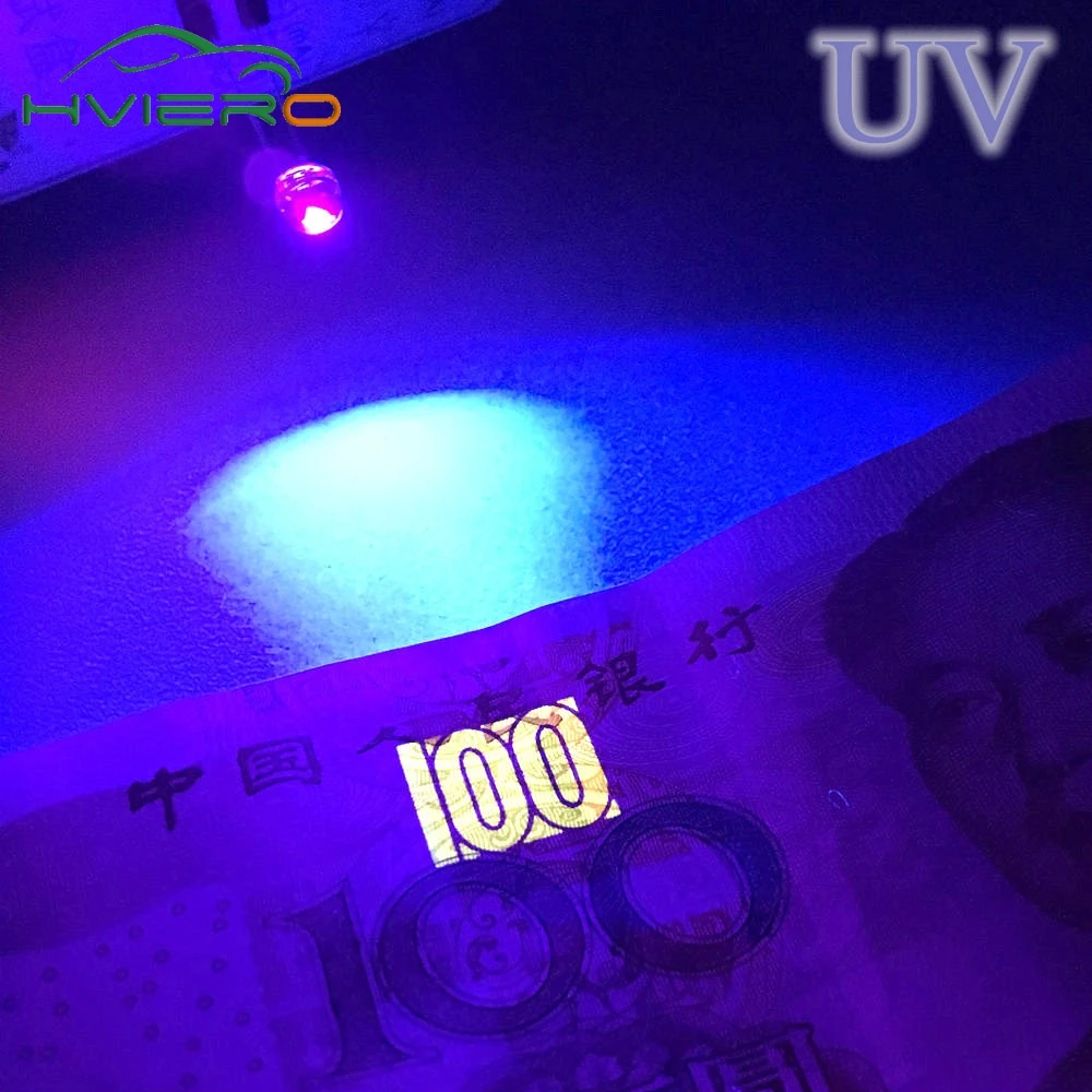 100 шт. 5 мм Диодная светодиодная соломенная шляпа УФ Фиолетовый Smd Smt 3 0 ~ 4 V 300 400MCD